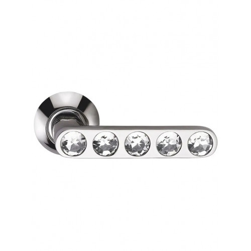 Ручка дверная фалевая на круглой накладке SILLUR 200 P.CHROME/CRYSTAL хром/ кристаллы