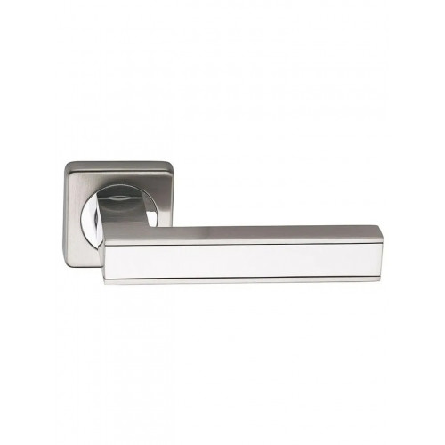 Ручка дверная фалевая на квадратной накладке SILLUR C159 S.CHROME/P.CHROME матовый хром / хром