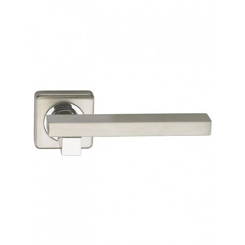 Ручка дверная фалевая на квадратной накладке SILLUR C92 S.CHROME/P.CHROME матовый хром / хром