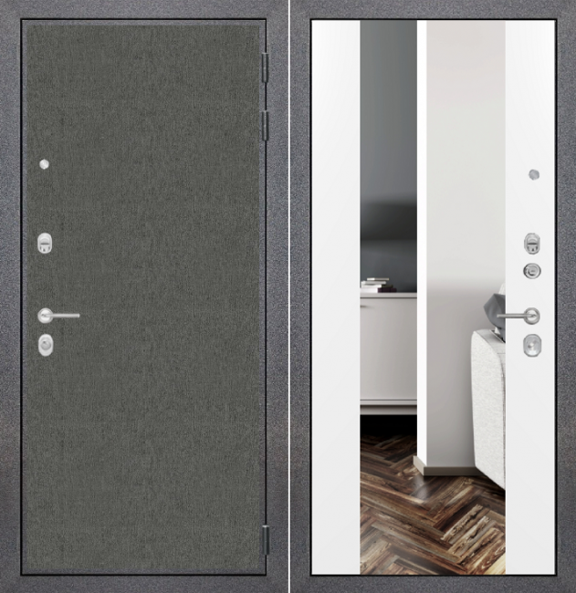 Дверь ZMD Лофт графит Зеркало XXL Сноу