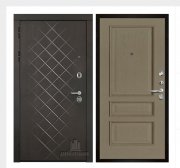 Дверь входная Президент Люкс зеркало, цвет горький шоколад,  панель - вена цвет нефрит