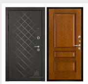 Дверь входная Президент Люкс зеркало, цвет горький шоколад,  панель - вена цвет античный дуб