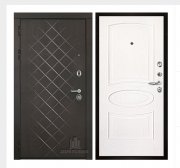 Дверь входная Президент Люкс зеркало, цвет горький шоколад,  панель - оливия цвет ясень жемчуг