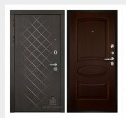 Дверь входная Президент Люкс зеркало, цвет горький шоколад,  панель - оливия цвет орех тон 2