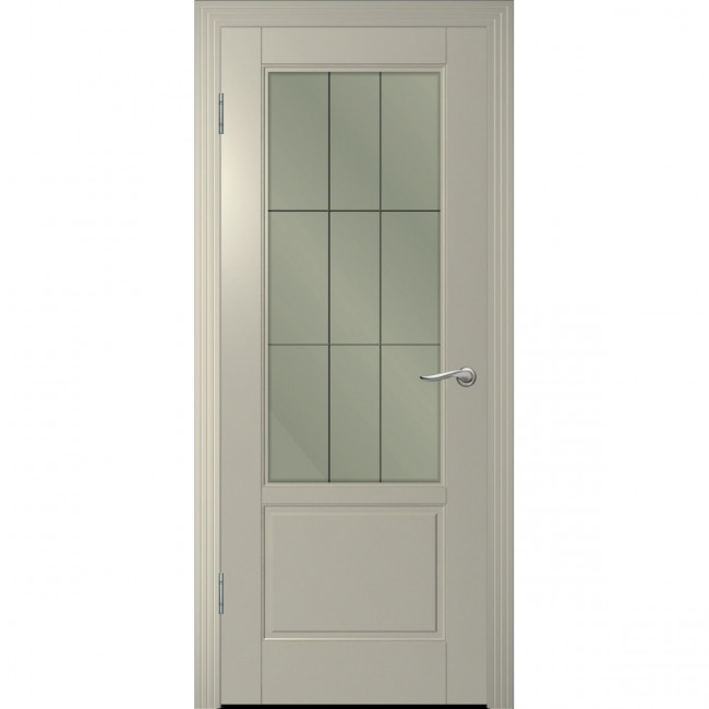 Межкомнатная дверь Скай-2 светло-серая эмаль ДО бронза