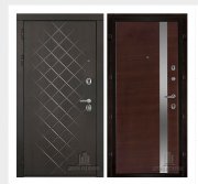 Дверь входная Президент Люкс зеркало, цвет горький шоколад,  панель - uno цвет дуб brandy