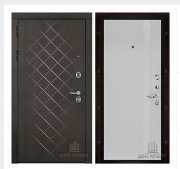 Дверь входная Президент Люкс зеркало, цвет горький шоколад,  панель - uno цвет chiaro (ral 9003)