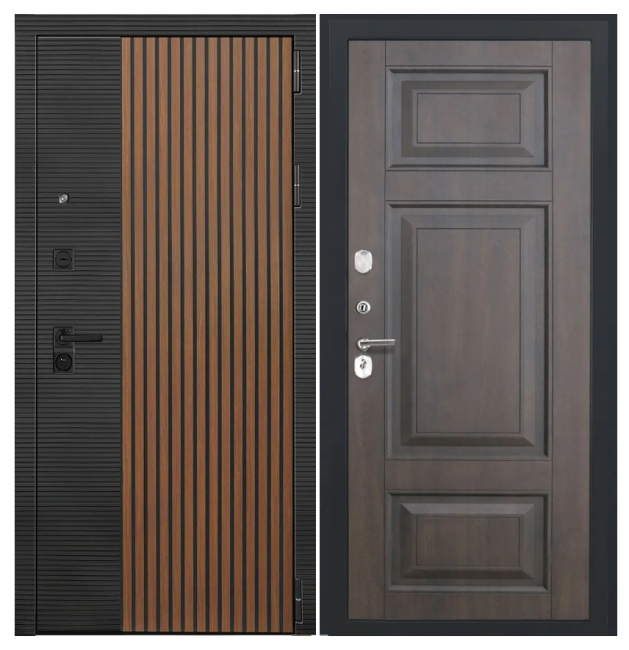 Дверь Luxor-48 - ФЛ-659 (12мм, nussbaum+черная патина винорит)