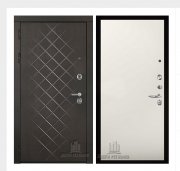 Дверь входная Президент Люкс зеркало, цвет горький шоколад,  панель - aurum цвет магнолия гладкая