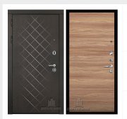 Дверь входная Президент Люкс зеркало, цвет горький шоколад,  панель - aurum цвет дуб натуральный гладкий