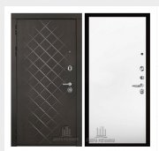 Дверь входная Президент Люкс зеркало, цвет горький шоколад,  панель - aurum цвет аляска гладкая