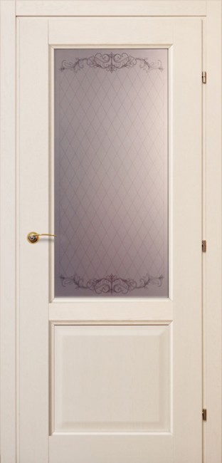 Дверь патина 63.24 ДО 21- 9, стекло  Кружевное (Дуб Белый с патиной)