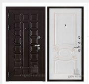 Дверь входная взломостойкая Сенатор стандарт, цвет венге,  панель - аристократ цвет эмаль белая/патина капучино Дверь входная взломостойкая Сенатор стандарт, цвет венге,  панель - аристократ цвет эмаль белая/патина капучино