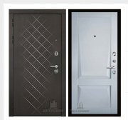 Дверь входная Президент Люкс зеркало, цвет горький шоколад,  панель - perfecto цвет светло-серый бархат