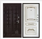 Дверь входная взломостойкая Сенатор стандарт, цвет венге,  панель - алина цвет эмаль белая/патина золото Дверь входная взломостойкая Сенатор стандарт, цвет венге,  панель - алина цвет эмаль белая/патина золото