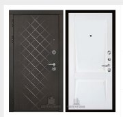 Дверь входная Президент Люкс зеркало, цвет горький шоколад,  панель - perfecto цвет белый бархат