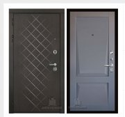 Дверь входная Президент Люкс зеркало, цвет горький шоколад,  панель - perfecto цвет серый бархат