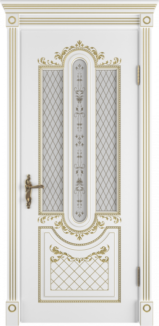 Дверь ALEXANDRIA ДО | Белая эмаль - патина золото Дверь ALEXANDRIA ДО | Белая эмаль - патина золото