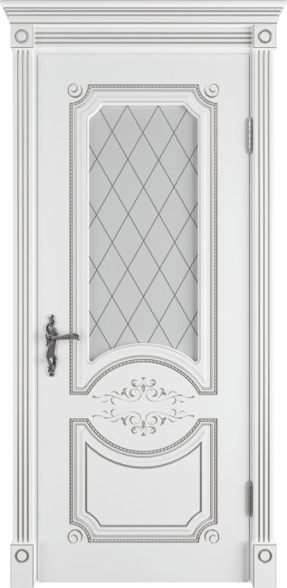 Дверь MILANA ДО | Белая эмаль - патина серебро Дверь MILANA ДО | Белая эмаль - патина серебро