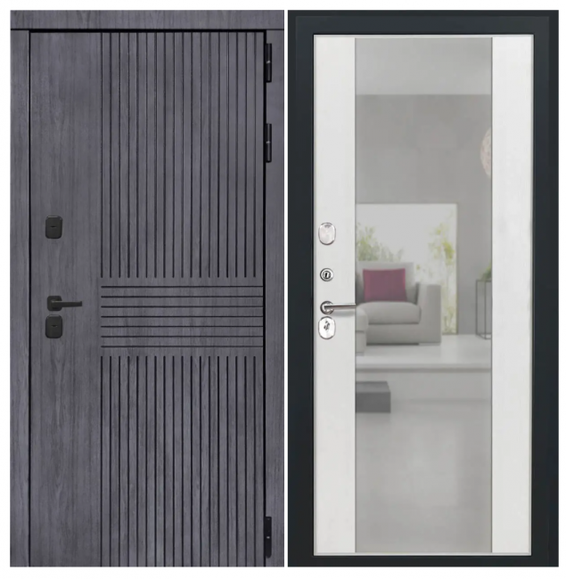 Дверь Берген - Алиса (16мм, ПВХ ясень белый, зеркало) Дверь Берген - Алиса (16мм, ПВХ ясень белый, зеркало)