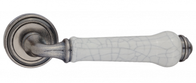 Ручка дверная "Сиракузы", серебро ант. с состар. керамикой