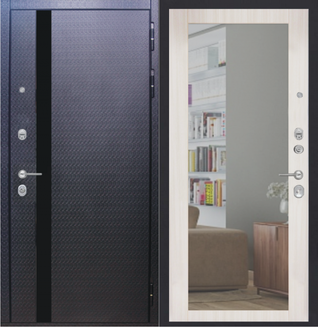 Дверь ZMD Люкс 3D Зеркало стандарт Сандал светлый Дверь ZMD Люкс 3D Зеркало стандарт Сандал светлый