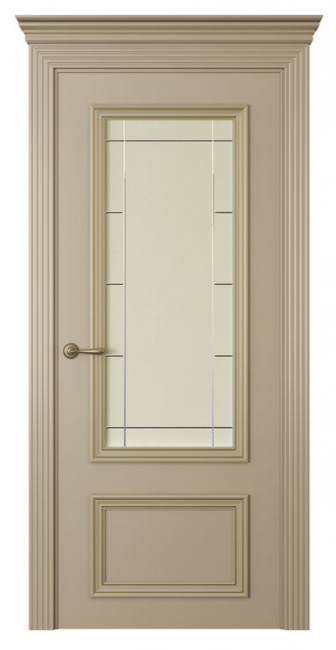 Межкомнатная дверь Дрезден 2 Патина (ст.стелла) Эмаль латте