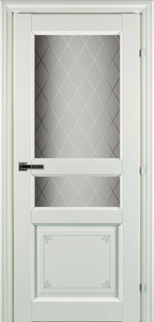 Дверь CPL 63.34 ДО 21- 9, стекло  Кристалл (Белый с печатью)