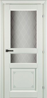 Дверь CPL 63.34 ДО 21- 9, стекло  Кристалл (Белый с печатью)