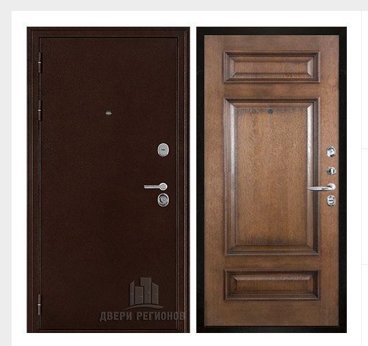 Дверь входная взломостойкая Феникс 3K, цвет медный антик, панель - рим багет цвет коньяк