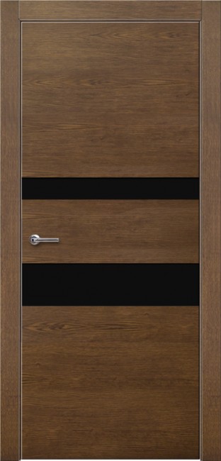 Дверь Шпон дуба 703 ДО 21- 9, стекло Черное (Дуб Кофе)