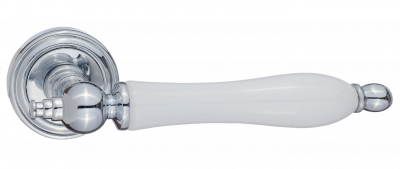 Ручка дверная "Мишель", хром блест. с белой керамикой