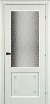 Дверь CPL 63.24 ДО 21- 9, стекло  Кристалл (Белый с печатью)