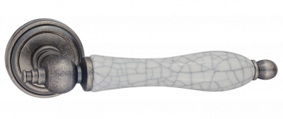 Ручка дверная "Мишель", серебро ант. с состар. керамикой 