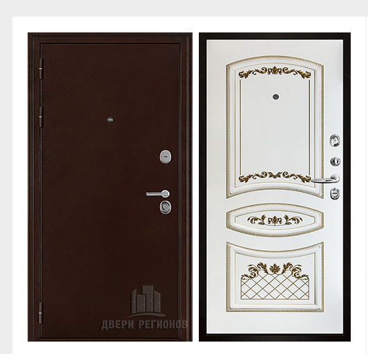 Дверь входная взломостойкая Феникс 3K, цвет медный антик, панель - алина цвет эмаль белая/патина золото Дверь входная взломостойкая Феникс 3K, цвет медный антик, панель - алина цвет эмаль белая/патина золото