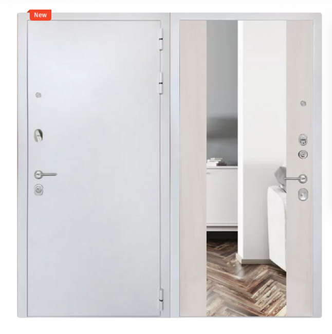 Дверь ZMD Премиум Сноу Зеркало XXL Белая сосна