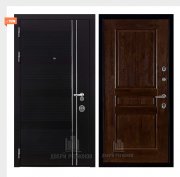 Дверь входная взломостойкая Сенатор Карбон, цвет черная мозаика,  панель - виктория цвет античный орех