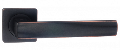 Ручка дверная на квадр. розетке "Остия", черная бронза с патиной