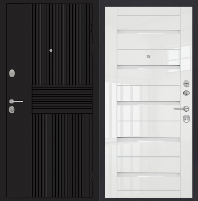 Дверь ZMD Черный кварц SB Белый глянец Дверь ZMD Черный кварц SB Белый глянец