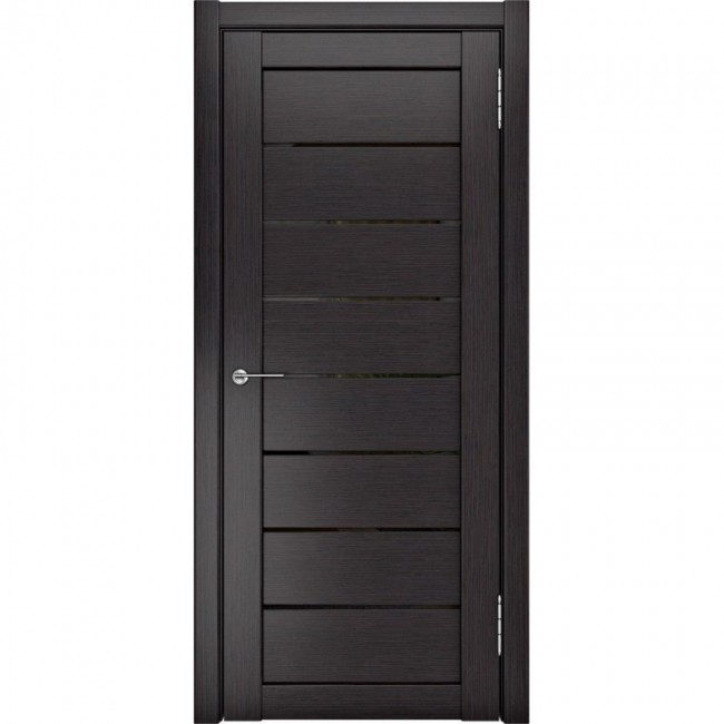 Межкомнатная дверь экошпон ЛУ 7 стекло черное (Венге) Межкомнатная дверь экошпон ЛУ 7 стекло черное (Венге)