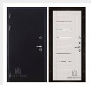 Дверь входная Колизей, цвет темное серебро антик, панель -  light 2110 (зеркало) цвет капучино велюр