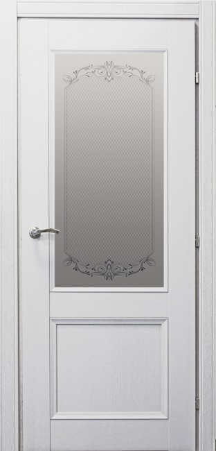 Дверь Шпон дуба 33.24 ДО 21- 9, стекло Денор (Эмаль белая)