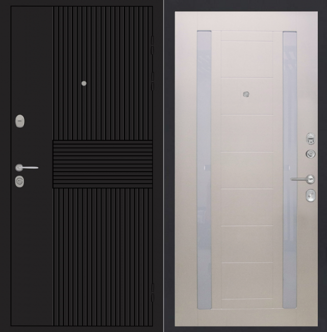 Дверь ZMD Черный кварц FLS Белый шелк Дверь ZMD Черный кварц FLS Белый шелк