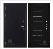 Дверь входная Колизей, цвет темное серебро антик, панель -  light 2110 (зеркало) цвет шоко велюр