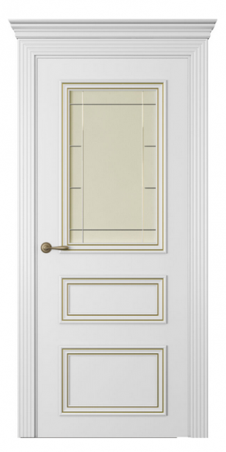 Межкомнатная дверь Дрезден 3 Патина (ст.стелла) Эмаль белый шелк