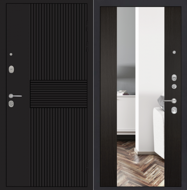 Дверь ZMD Черный кварц Зеркало XXL Венге Дверь ZMD Черный кварц Зеркало XXL Венге