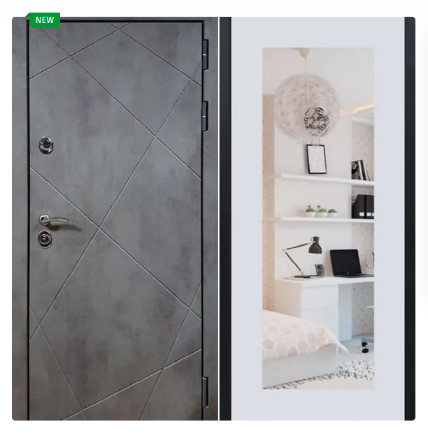 Дверь Урбан темный Зеркало стандарт Белый матовый