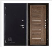 Дверь входная Колизей, цвет темное серебро антик, панель -  light 2110 (зеркало) цвет серый велюр