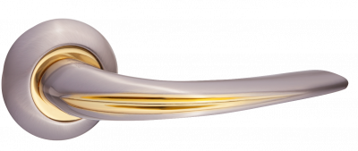 Ручка дверная "Сольо", никель матовый / латунь блестящая