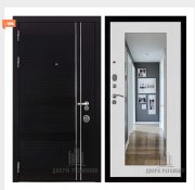 Дверь входная взломостойкая Сенатор Карбон, цвет черная мозаика,  панель - зеркало maxi цвет белый сандал